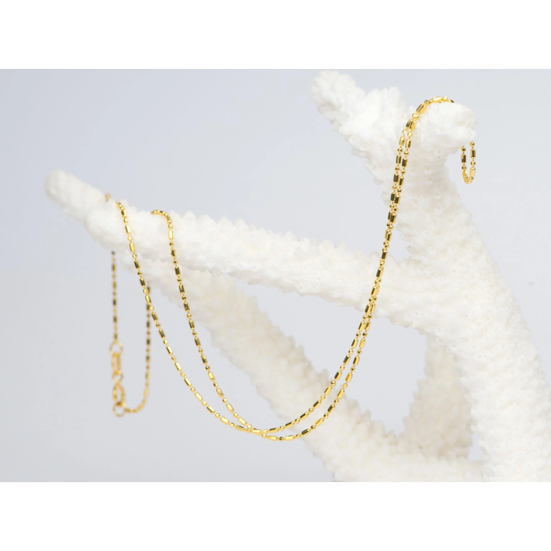 Corrente 'dot and dash' folheada a ouro - 40cm