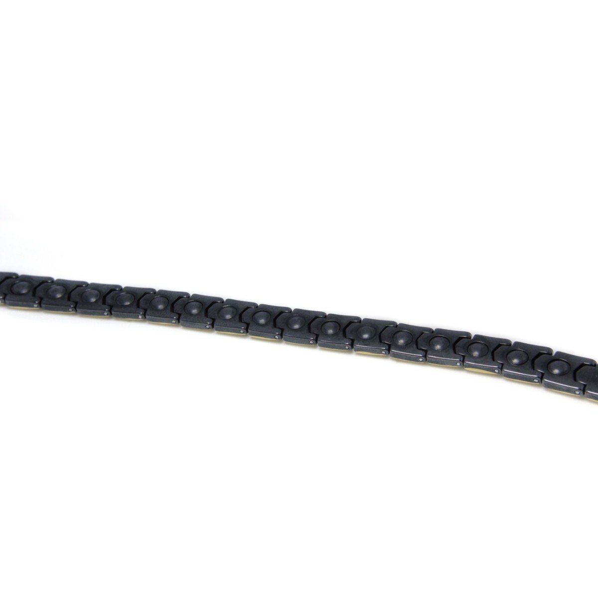 Pulseira de tungstênio preta e dourada imantada