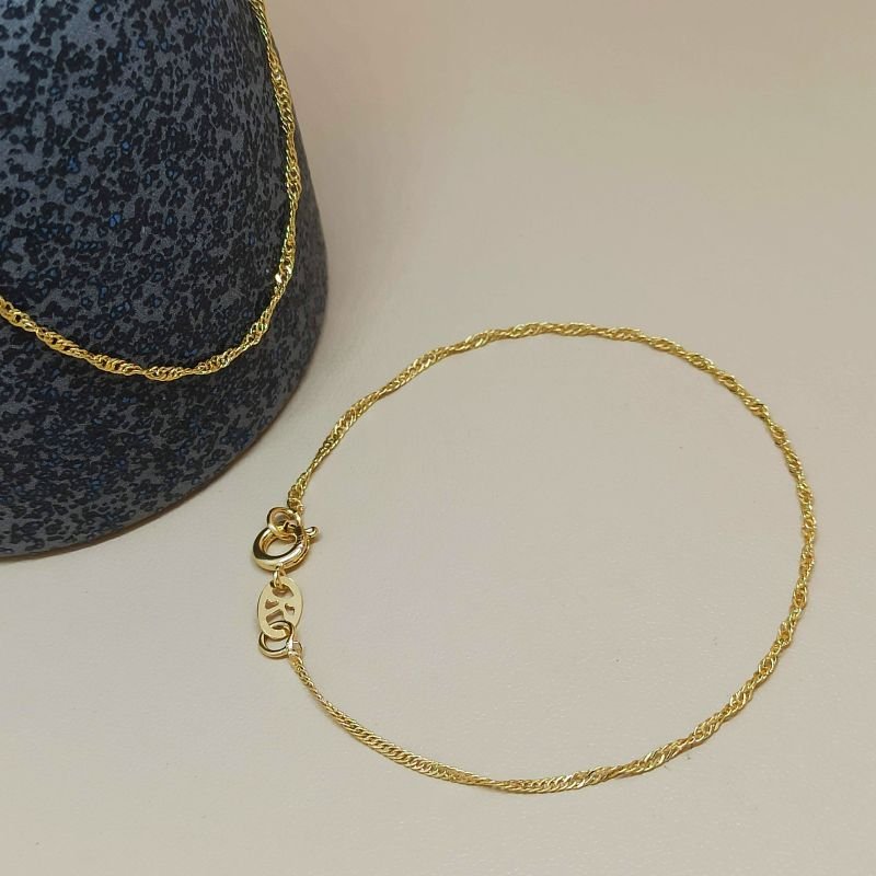 Pulseira Singapura folheada a ouro fina